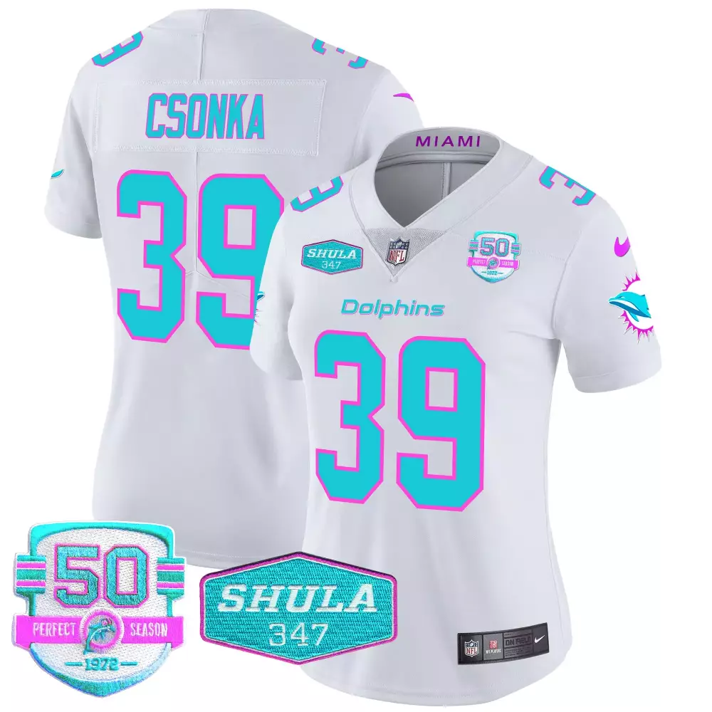 Larry Csonka White Women's Miami Dolphins Miami Vice Vapor Jersey V2 | Limited Edition | Perfect Fan Gear for Game Day | For Men, Women & Youth