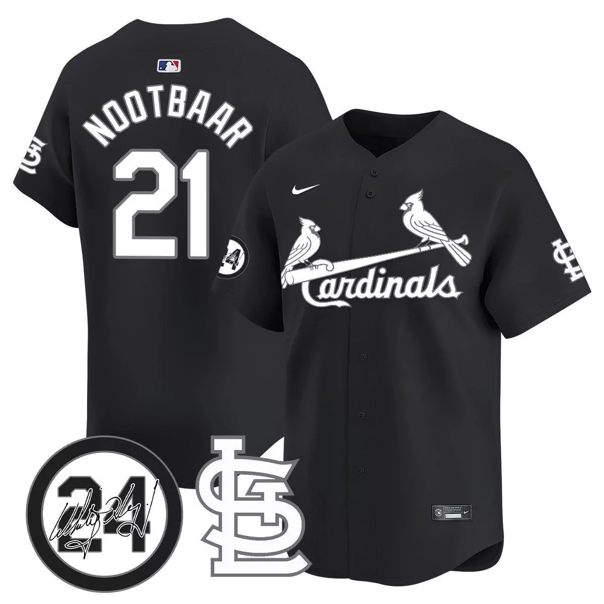 lars nootbaar black mens st louis cardinals memorial vapor premier limited jersey all stitched