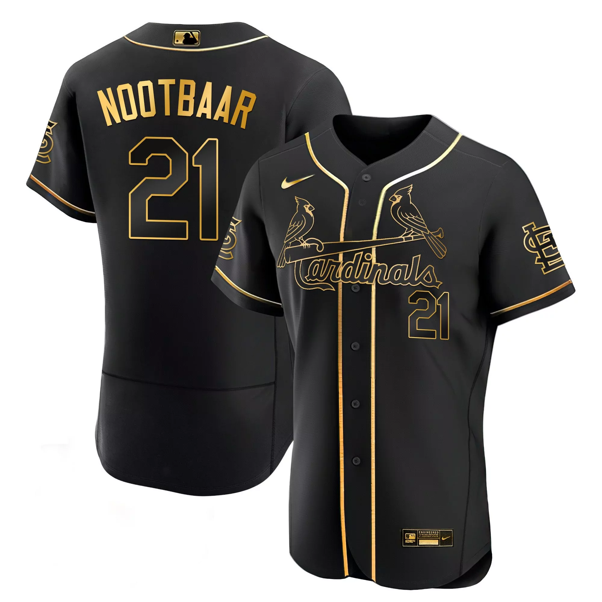 lars nootbaar flex black gold mens st louis cardinals black limited gold jersey all stitched
