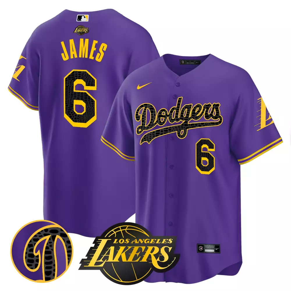 lebron james purple mens los angeles dodgers 2024 mamba baseball jersey all stitched