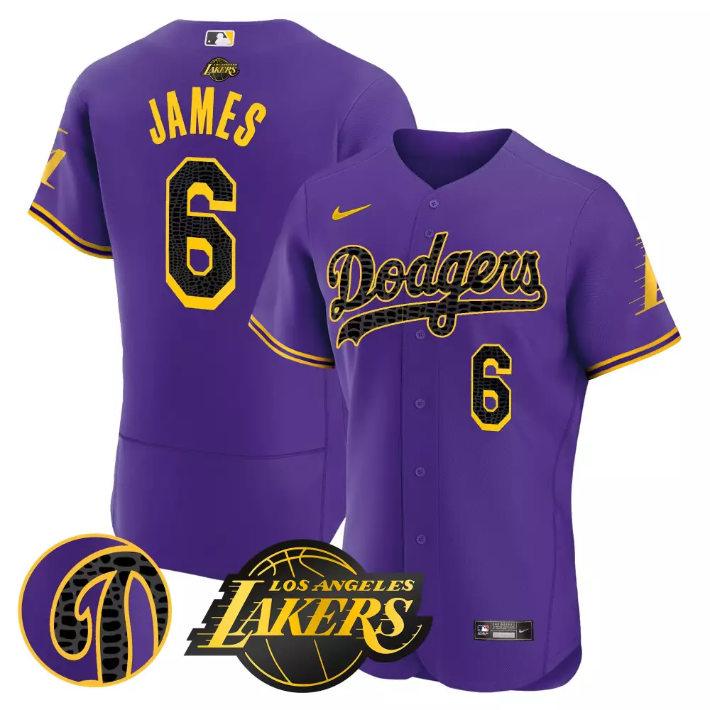lebron james purple mens los angeles dodgers 2024 mamba baseball jersey all stitched