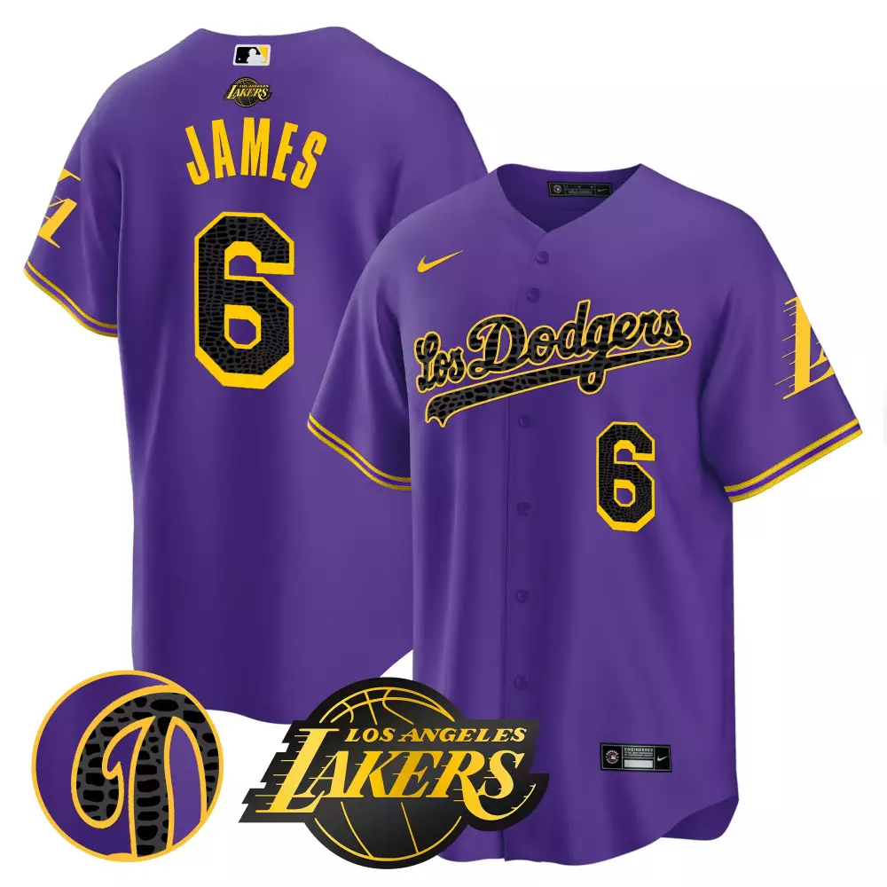lebron james purple mens los angeles dodgers 2024 mamba baseball jersey all stitched