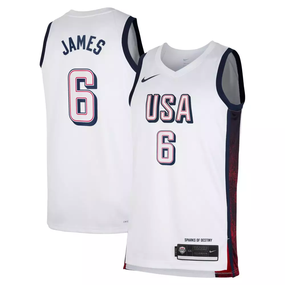 lebron james men mens usa basketball national team 2024 white jersey