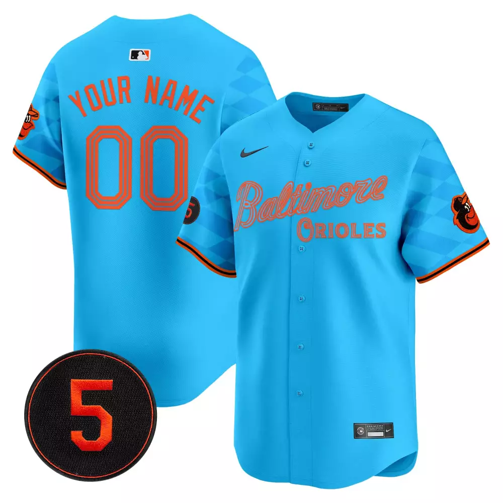 light blue men baltimore orioles city light vapor premier limited custom jersey all stitched