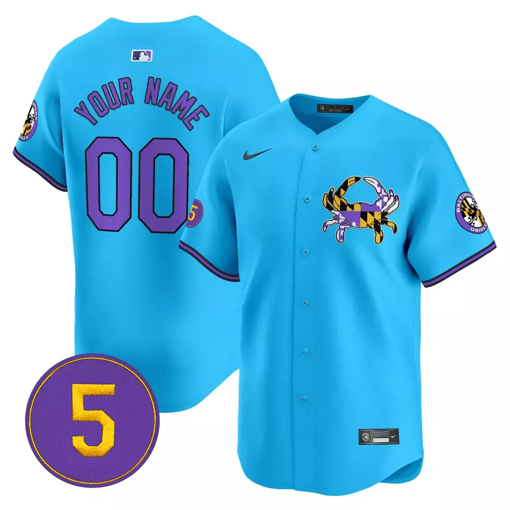 light blue men baltimore orioles city light vapor premier limited custom jersey all stitched