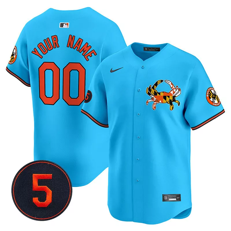light blue men baltimore orioles city light vapor premier limited custom jersey all stitched