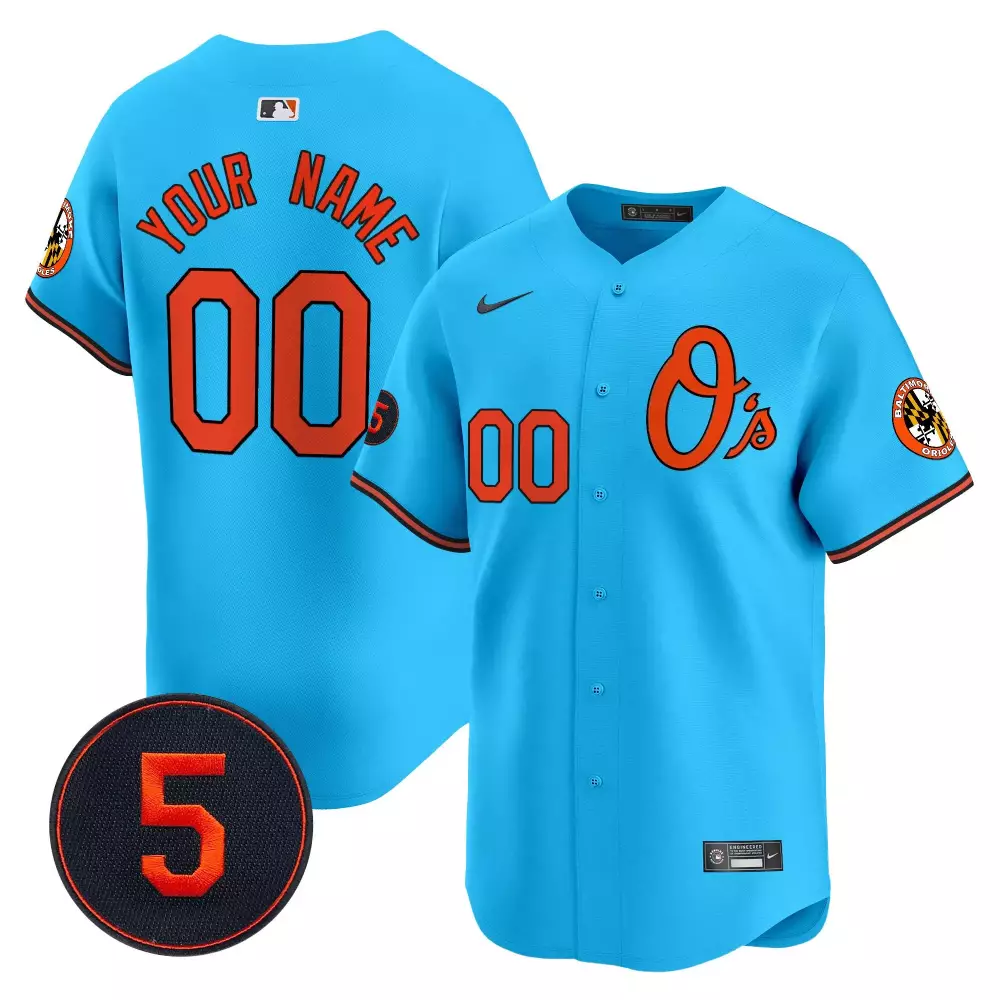light blue men baltimore orioles city light vapor premier limited custom jersey all stitched