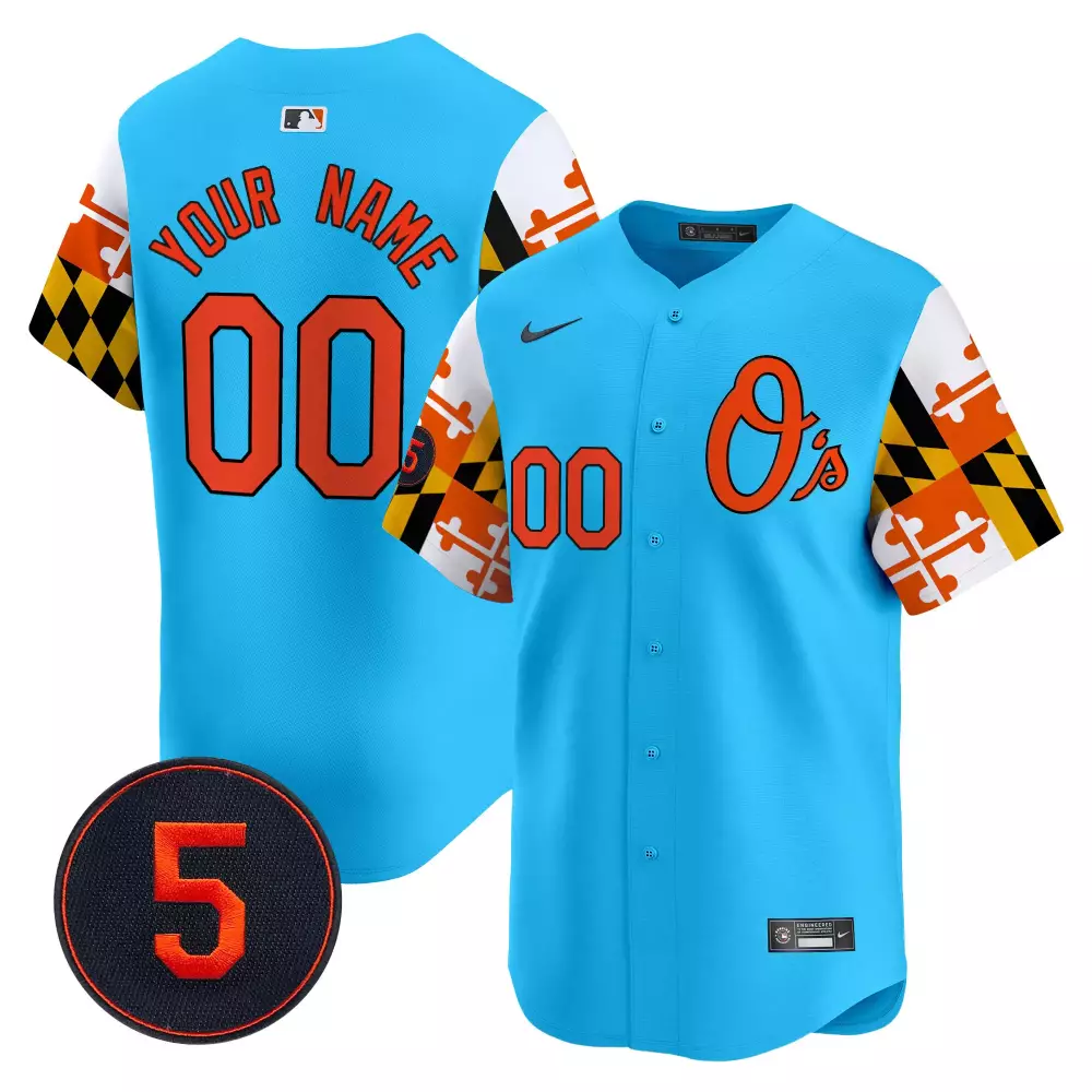 light blue men baltimore orioles city light vapor premier limited custom jersey all stitched
