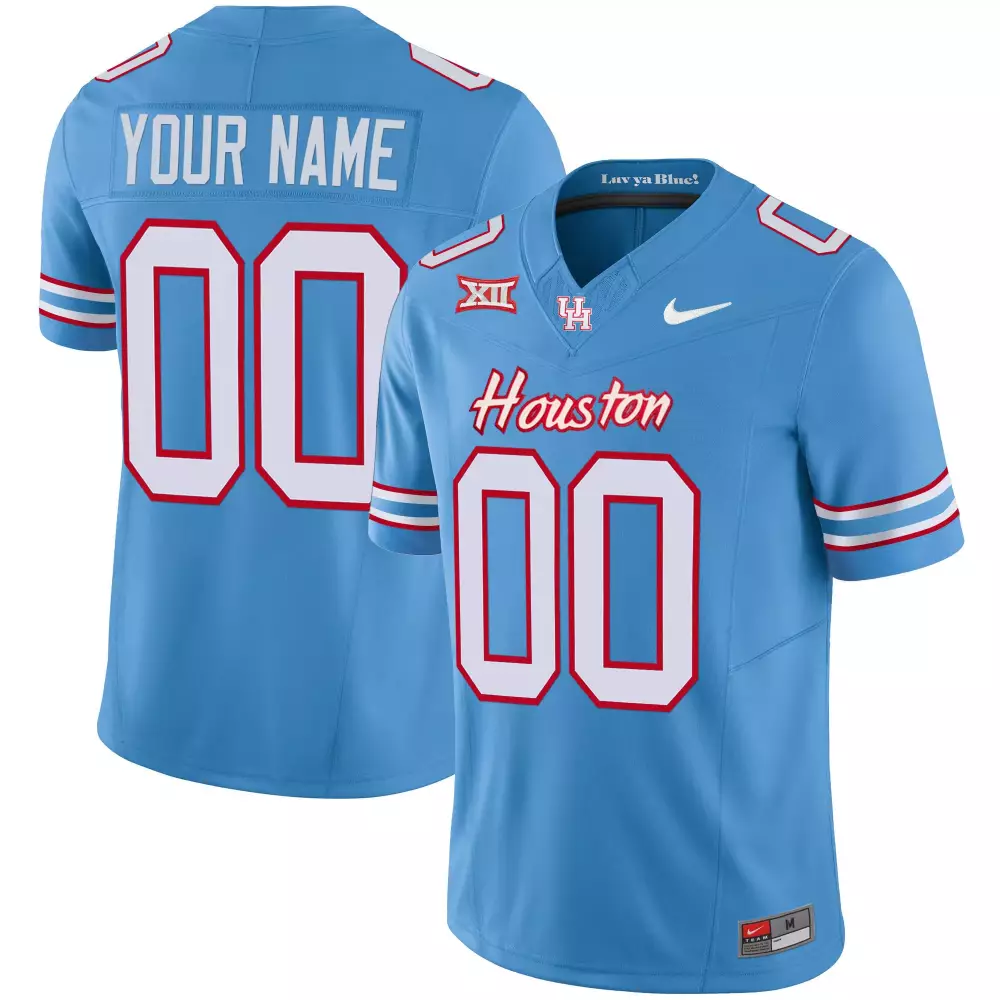 light blue men houston cougars 2023 oilers inspired vapor custom jersey all stitched