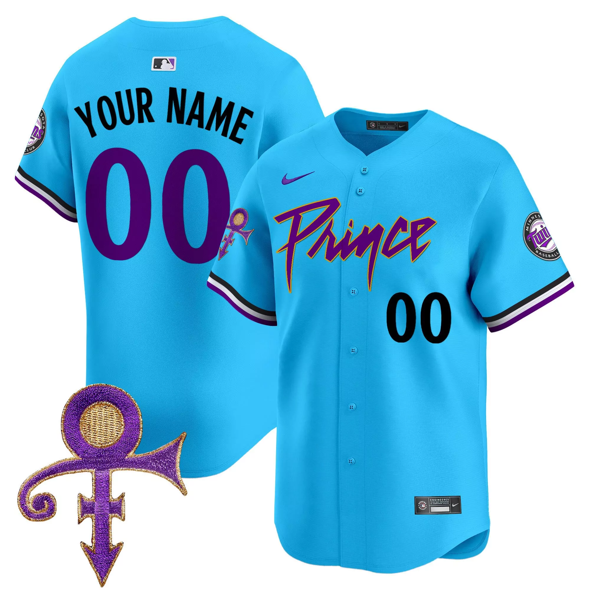 light blue men minnesota twins prince patch vapor premier limited custom jersey all stitched