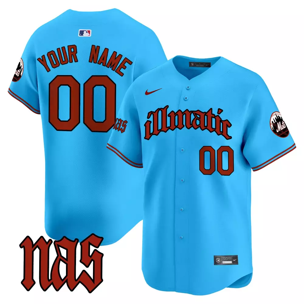 light blue men new york mets nas illmatic vapor premier limited custom jersey all stitched