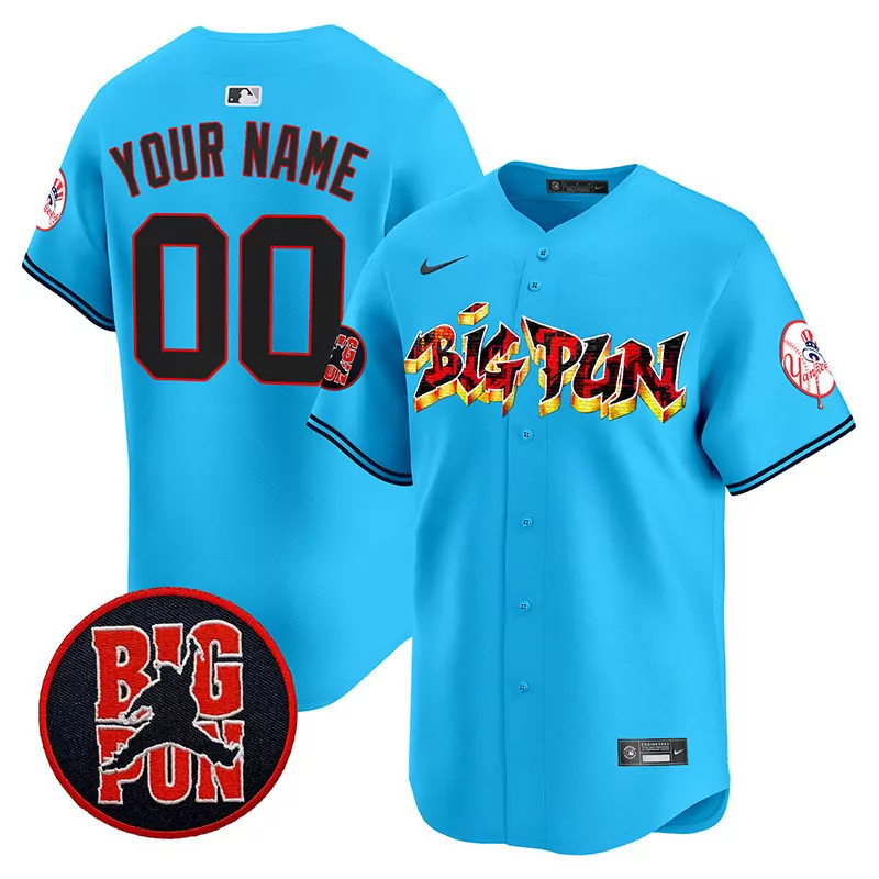 light blue men new york yankees big pun vapor premier limited custom jersey all stitched