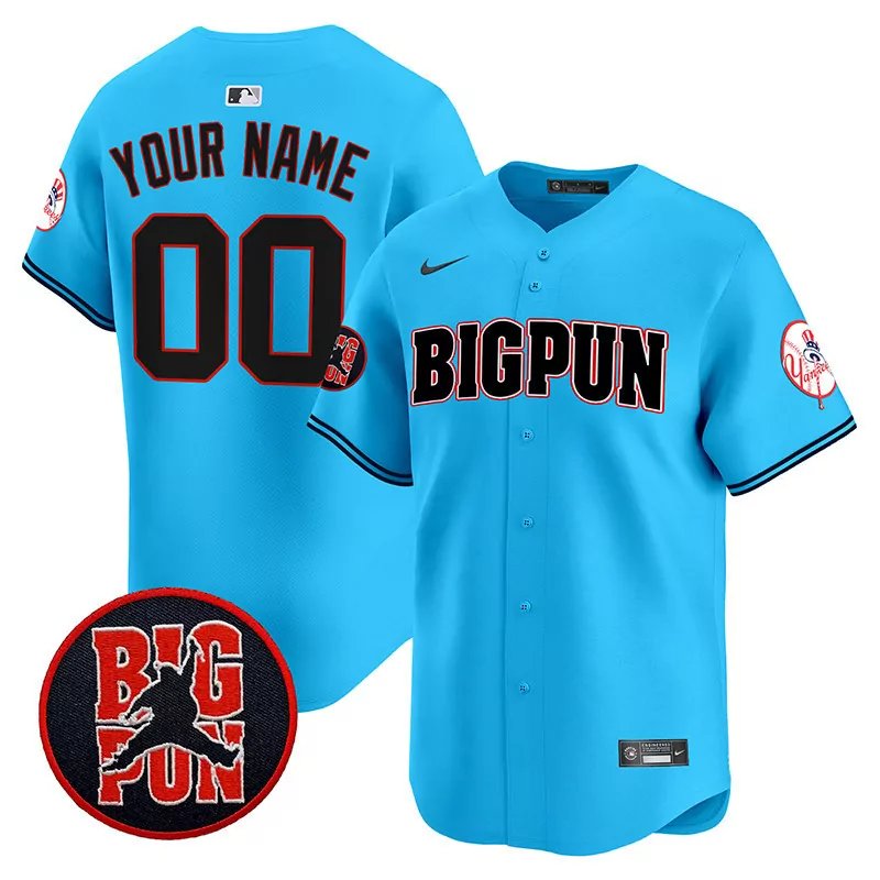 light blue men new york yankees big pun vapor premier limited custom jersey all stitched