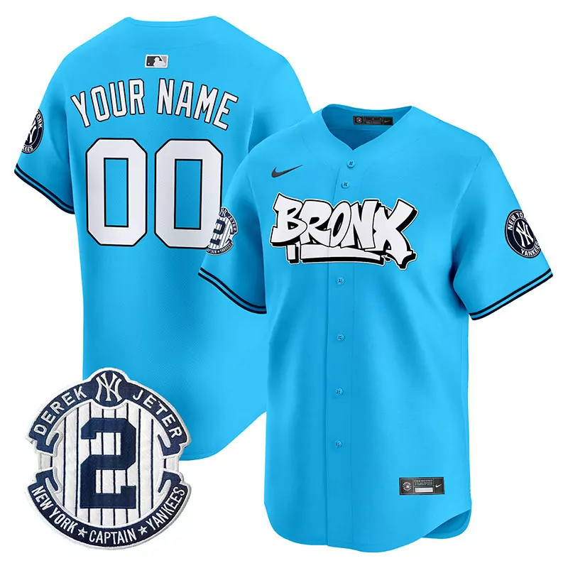 light blue men new york yankees the bronx graffiti vapor premier limited custom jersey v3 all stitched