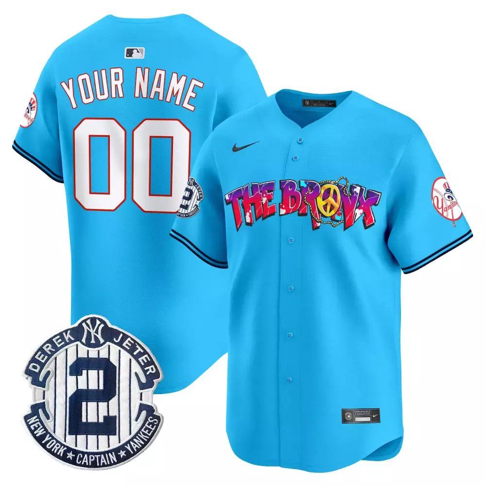 light blue men new york yankees the bronx graffiti vapor premier limited custom jersey v3 all stitched