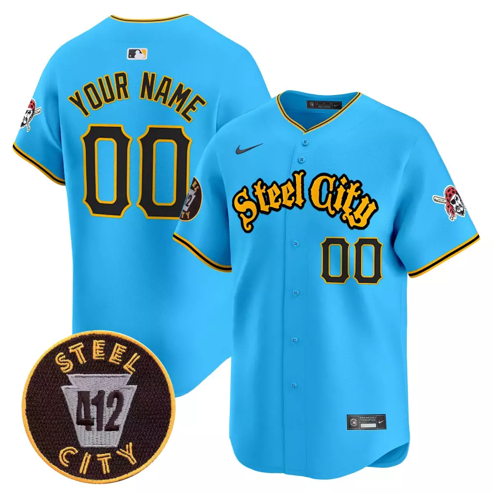 light blue men pittsburgh pirates 412 patch vapor premier limited custom jersey all stitched