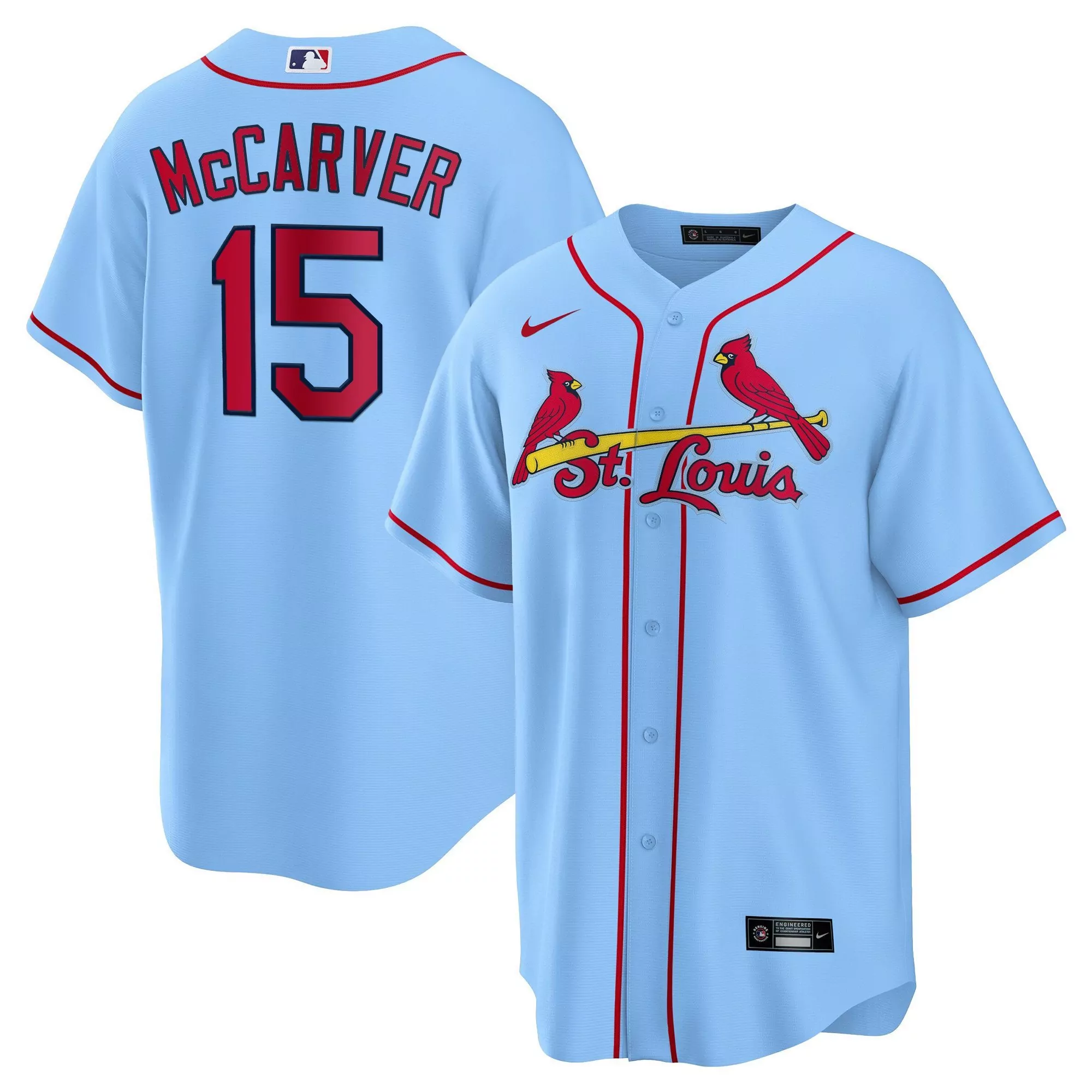 light blue men st louis cardinals tim mccarver cool base jersey all stitched