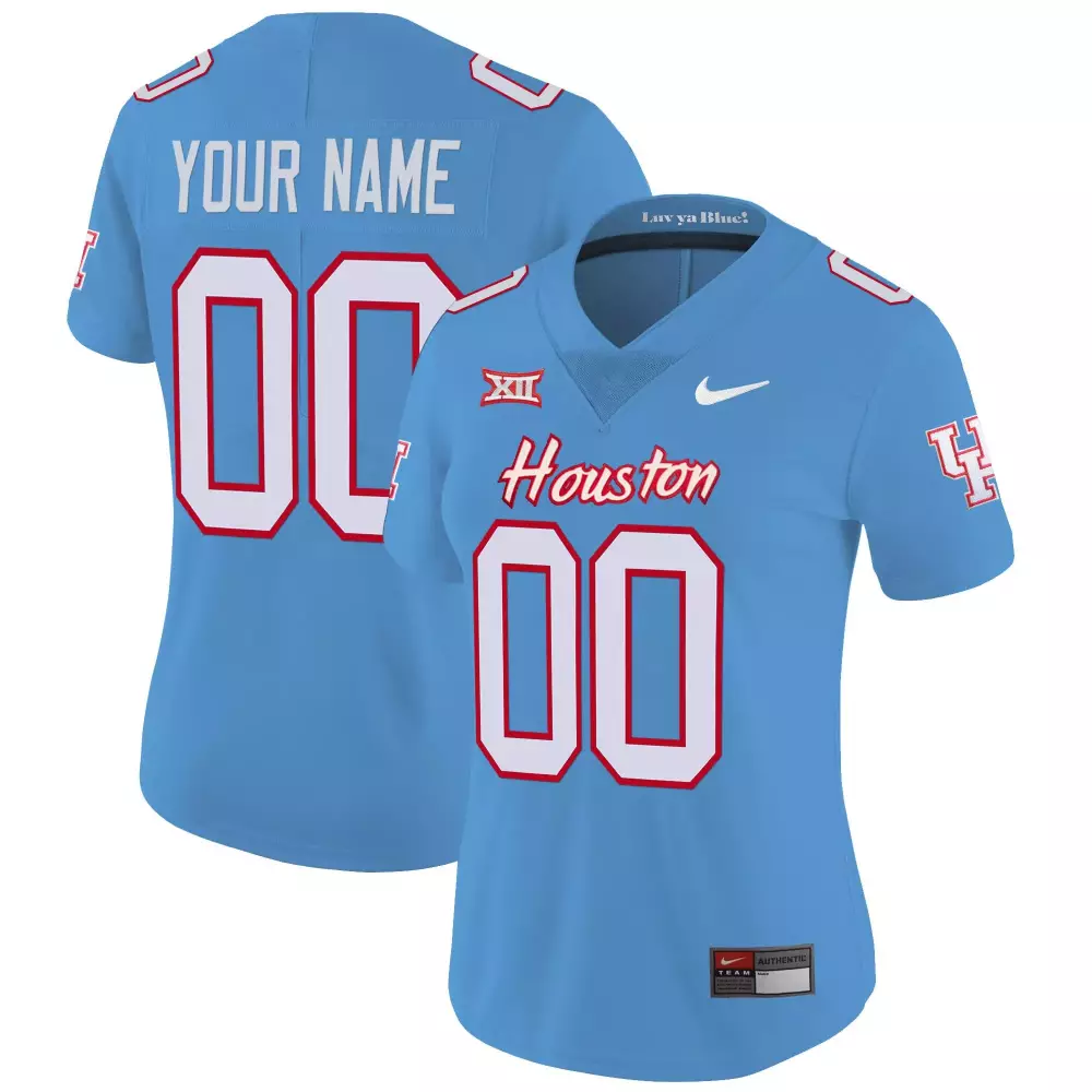 light blue women houston cougars 2023 oilers inspired vapor custom jersey v3 all stitched