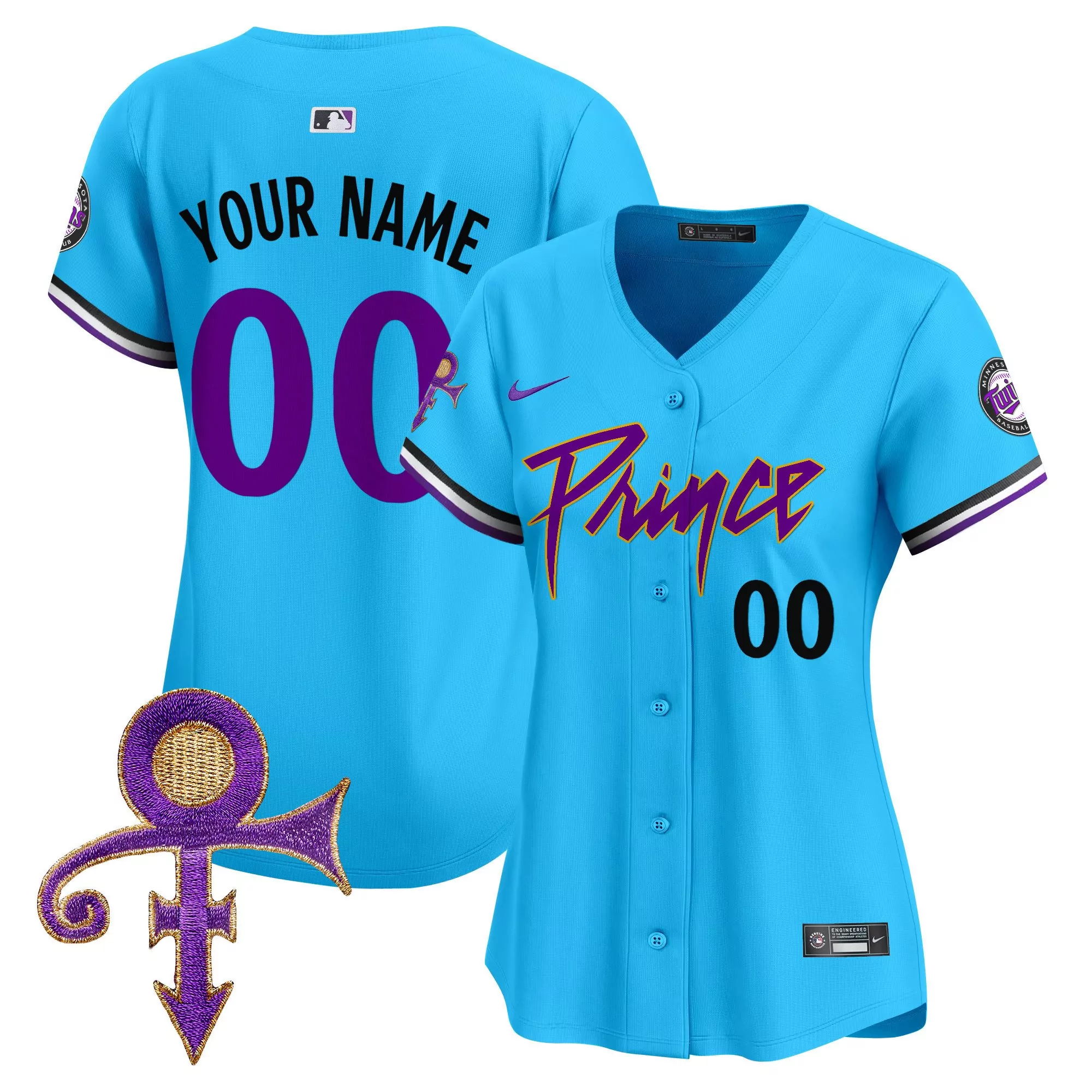 light blue women minnesota twins prince patch vapor premier limited custom jersey all stitched