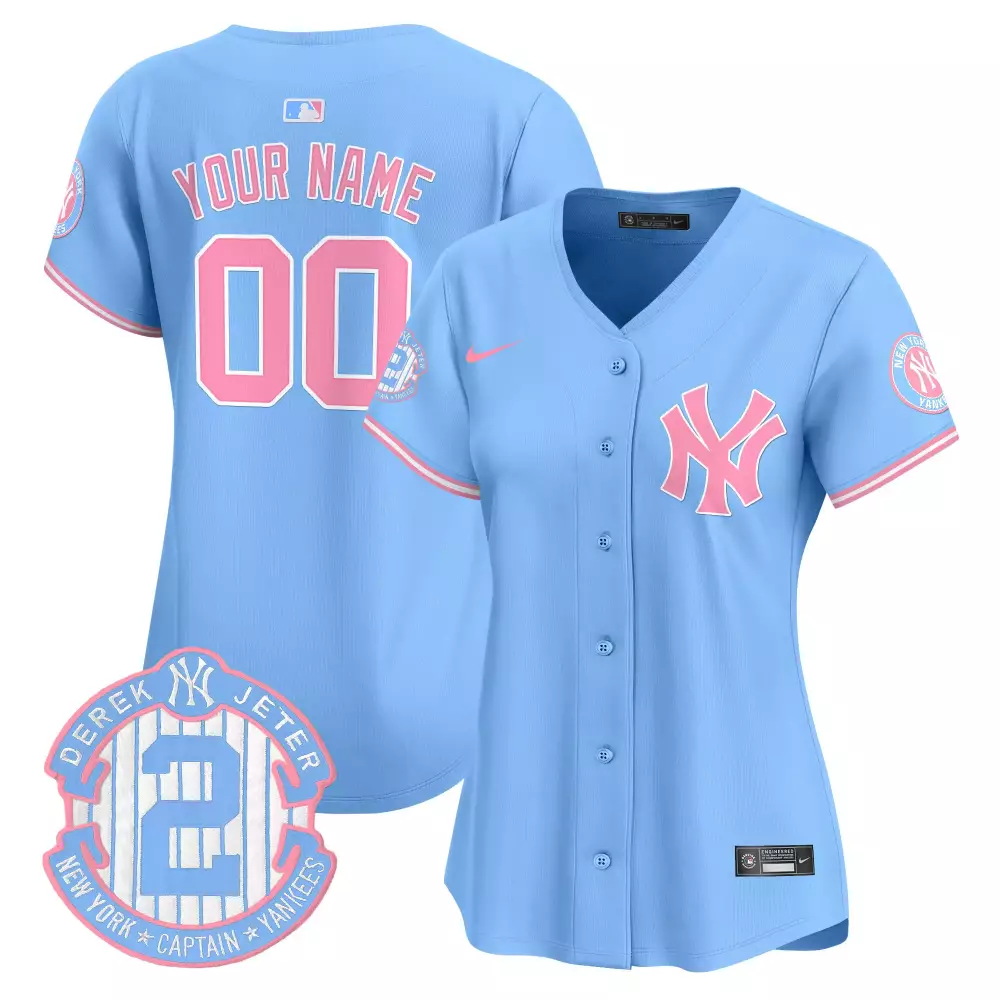 light blue women new york yankees bubblegum pink vapor premier limited custom jersey all stitched