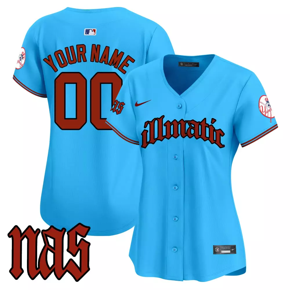 light blue women new york yankees bubblegum pink vapor premier limited custom jersey all stitched