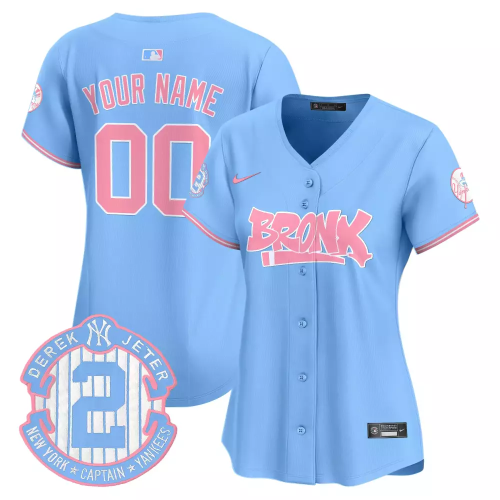 light blue women new york yankees bubblegum pink vapor premier limited custom jersey all stitched