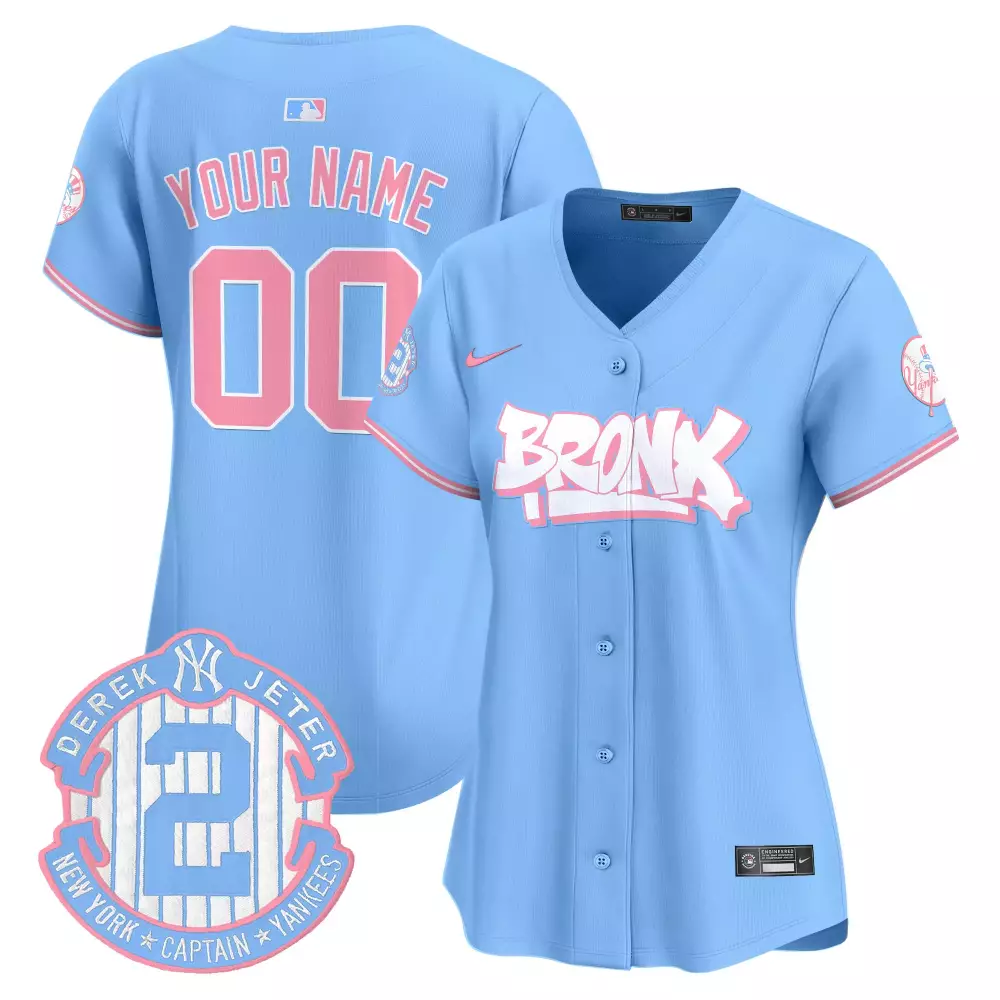 light blue women new york yankees the bronx graffiti bubblegum pink vapor premier limited custom jersey v2 all stitched