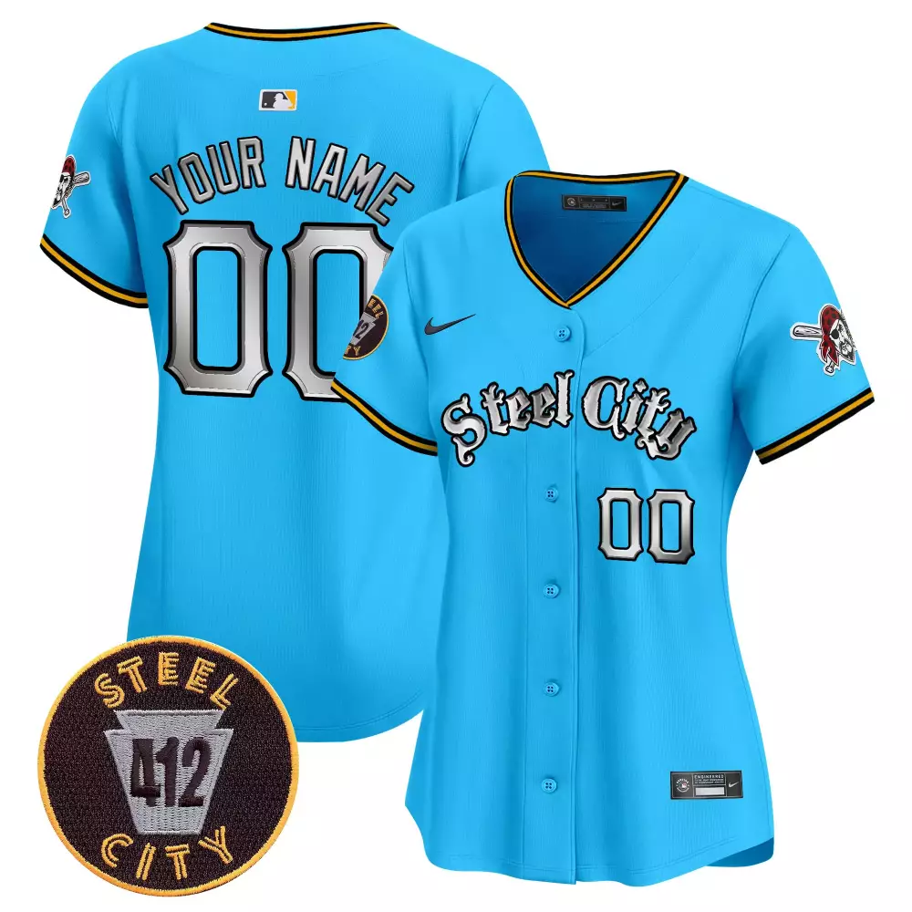 light blue women pittsburgh pirates 412 patch vapor premier limited custom jersey v2 all stitched