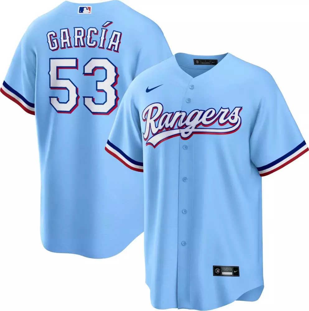Adolis Garcia Light Blue Youth Jersey | Texas Rangers Cool Base Stitched | Replica Fan Gear for Men, Women & Youth