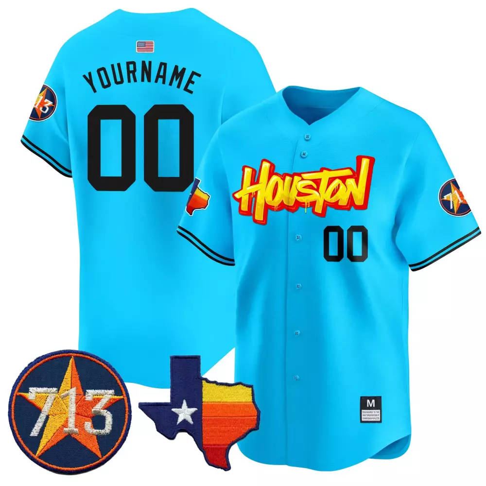 light blue youth houston astros the loteria vapor premier limited custom jersey all stitched