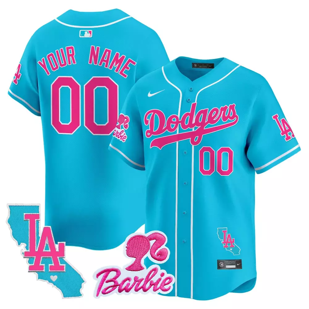 light blue men unisex los angeles dodgers vin kobe patch bubblegum pink vapor premier limited custom jersey all stitched