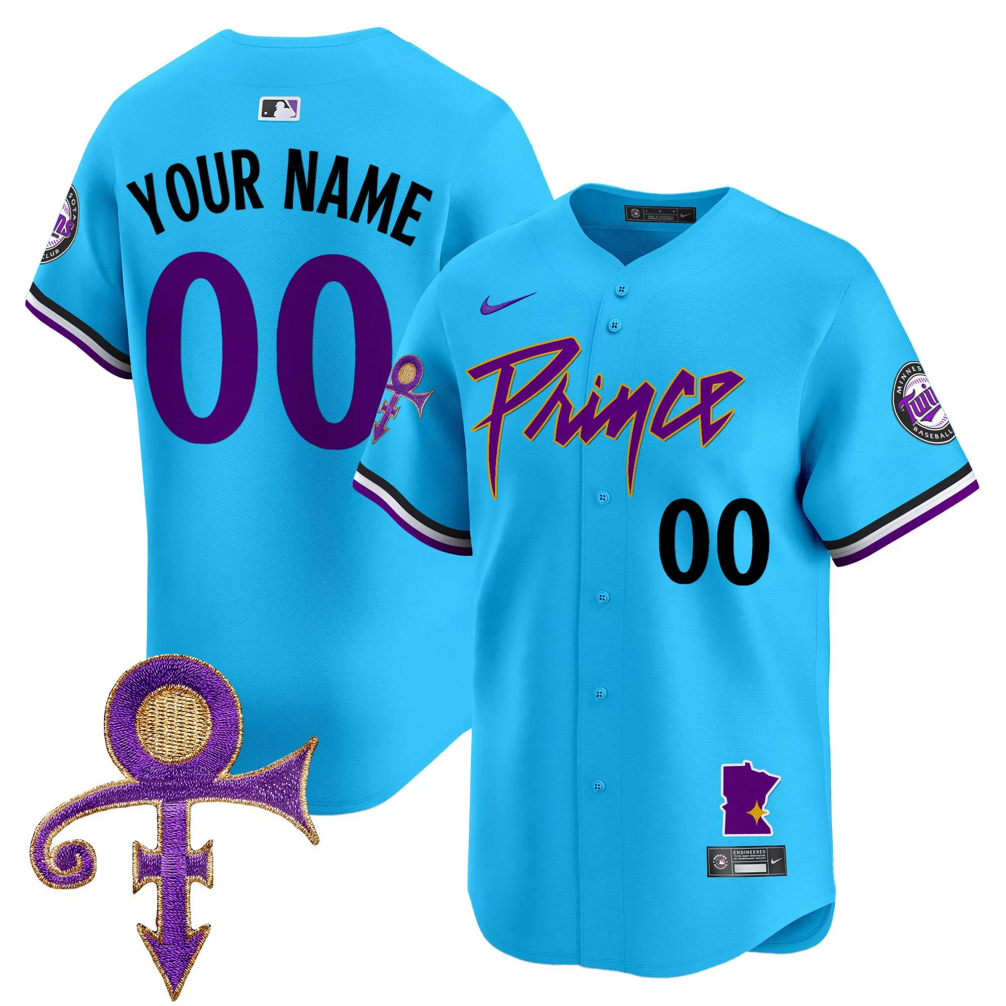 light blue women minnesota twins prince patch vapor premier limited custom jersey all stitched