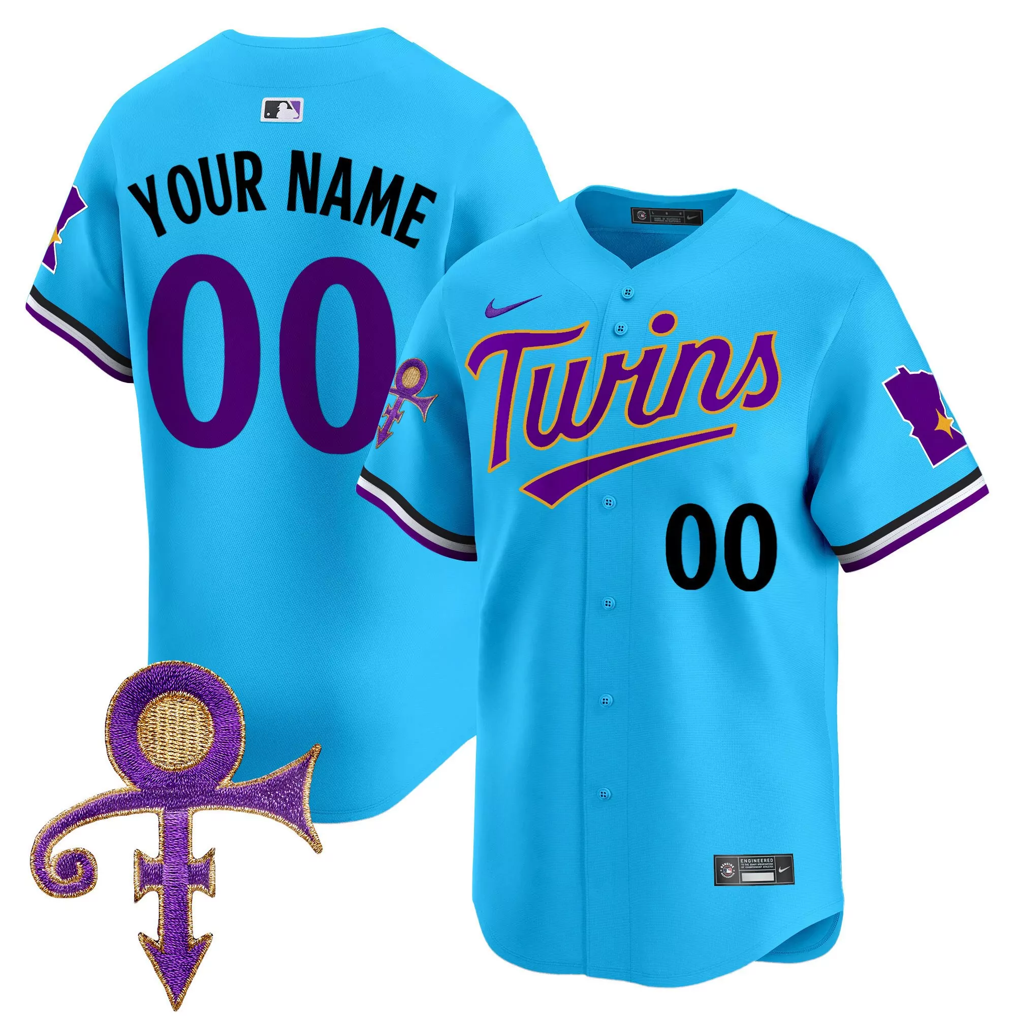 light blue women minnesota twins prince patch vapor premier limited custom jersey all stitched