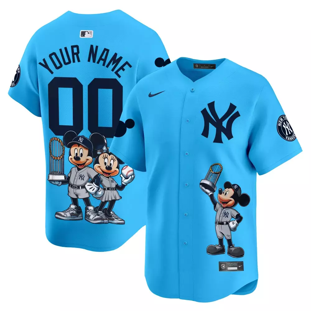 light blue youth new york yankees mickey vapor premier limited custom jersey printed