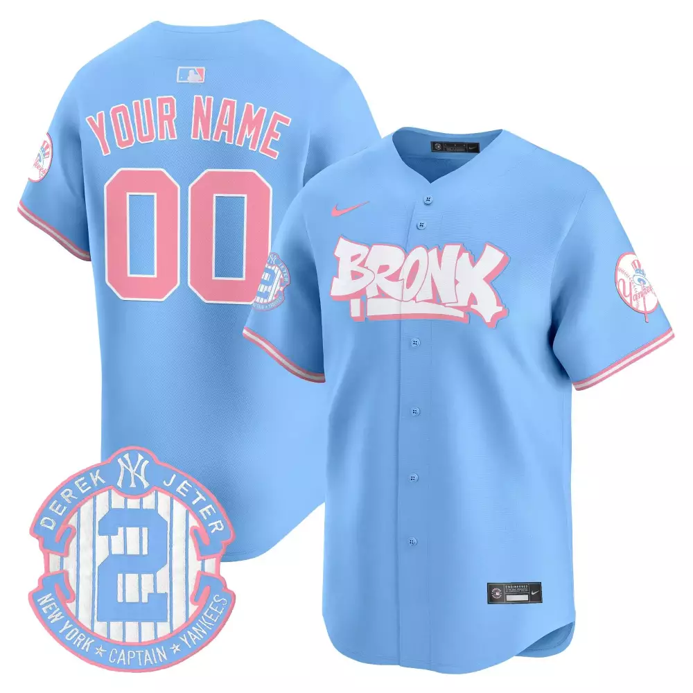 light blue youth new york yankees the bronx 2024 world series vapor premier limited custom jersey all stitched