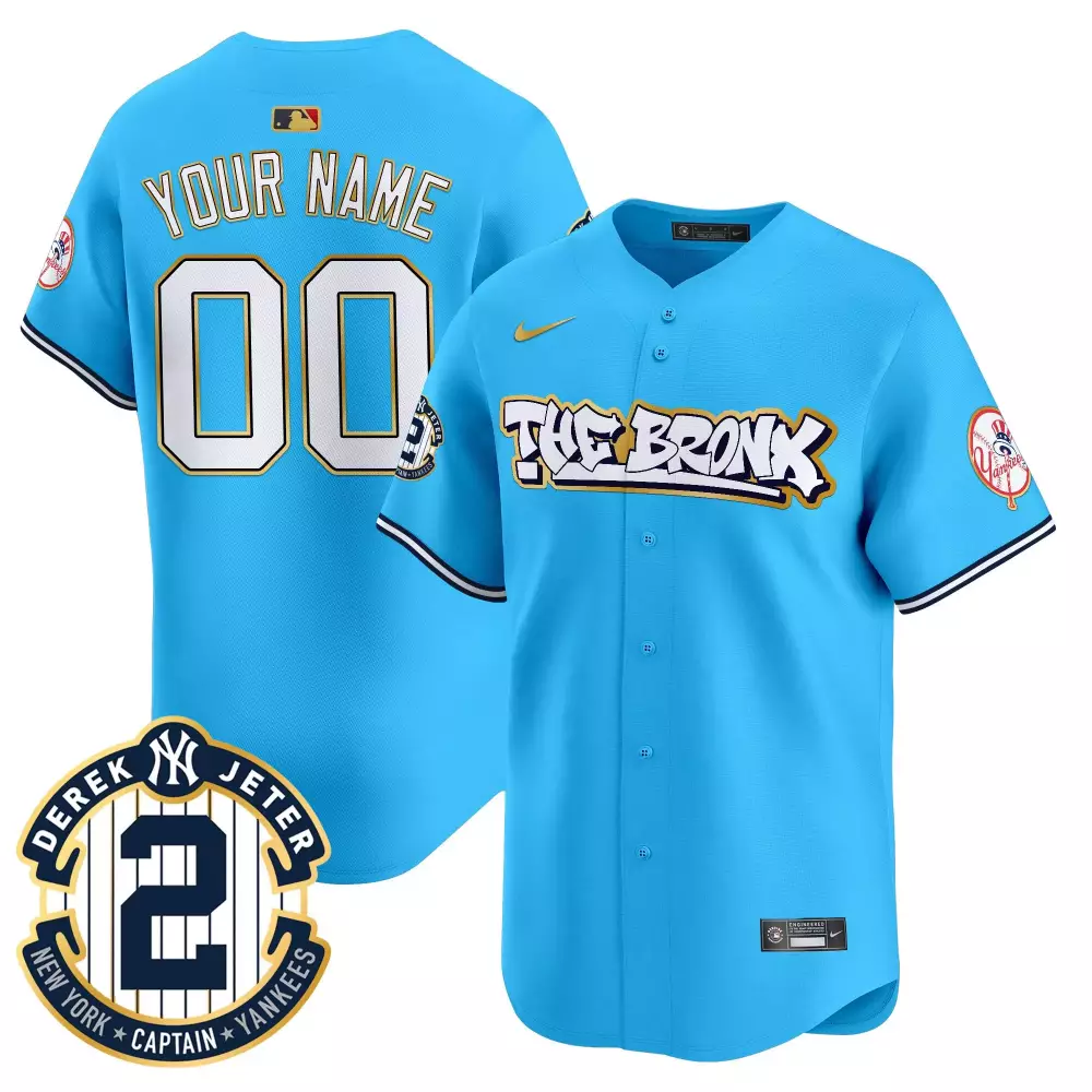 light blue youth new york yankees the bronx 2024 world series vapor premier limited custom jersey all stitched