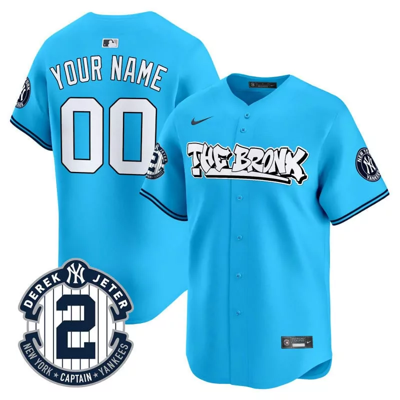 light blue youth new york yankees the bronx graffiti vapor premier limited custom jersey all stitched