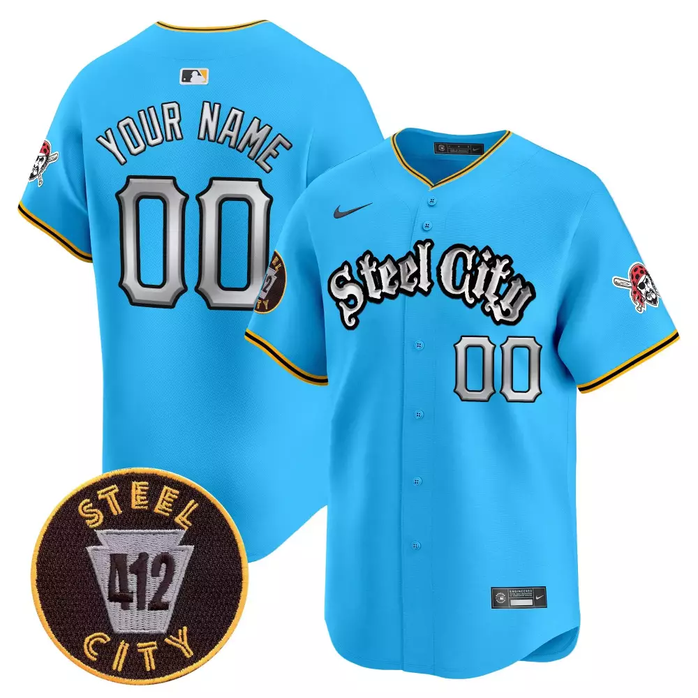 light blue youth pittsburgh pirates 412 patch vapor premier limited custom jersey v2 all stitched