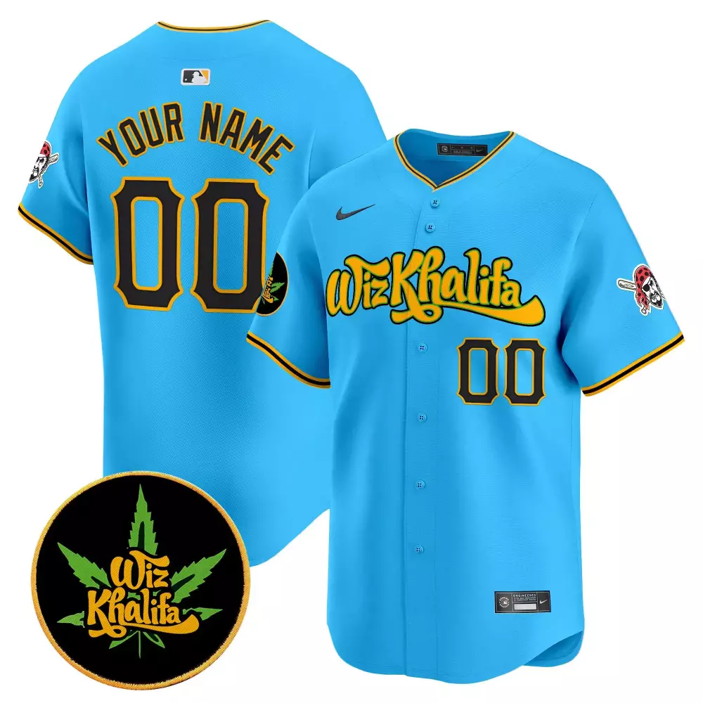 light blue youth pittsburgh pirates wiz khalifa vapor premier limited custom jersey all stitched