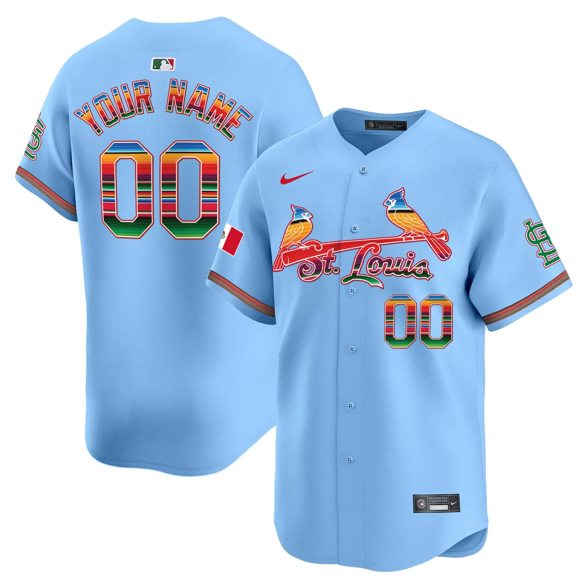 light blue youth st louis cardinals mexico vapor premier limited custom jersey all stitched