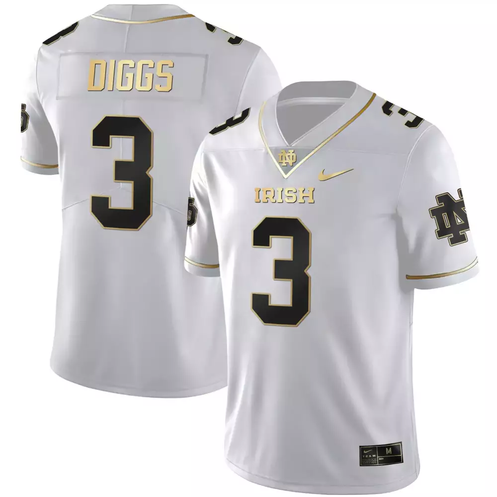 logan diggs white gold mens notre dame fighting irish black limited gold vapor jersey all stitched