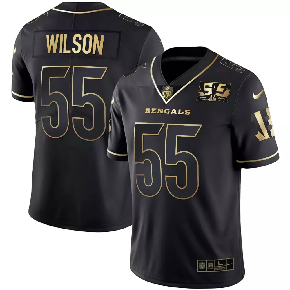 Logan Wilson Bengals 55th Anniversary Patch Jersey | White Gold Stitched Limited Edition for Men, Women & Youth