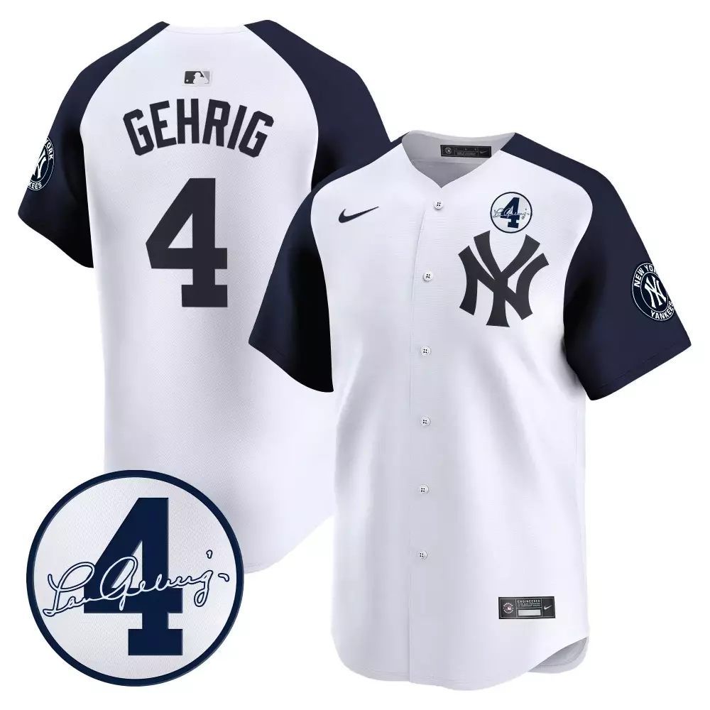 lou gehrig white alternate mens new york yankees lou gehrig patch vapor premier limited jersey all stitched
