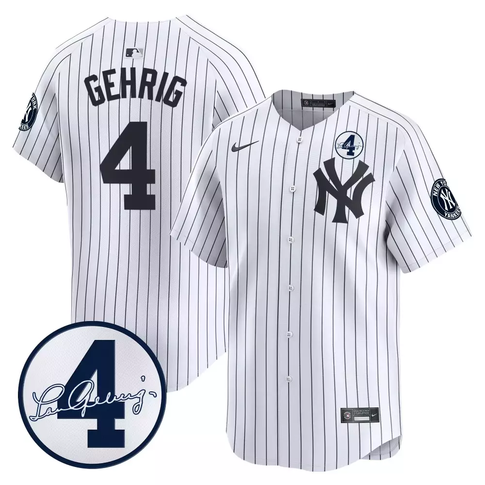 lou gehrig white alternate mens new york yankees lou gehrig patch vapor premier limited jersey all stitched