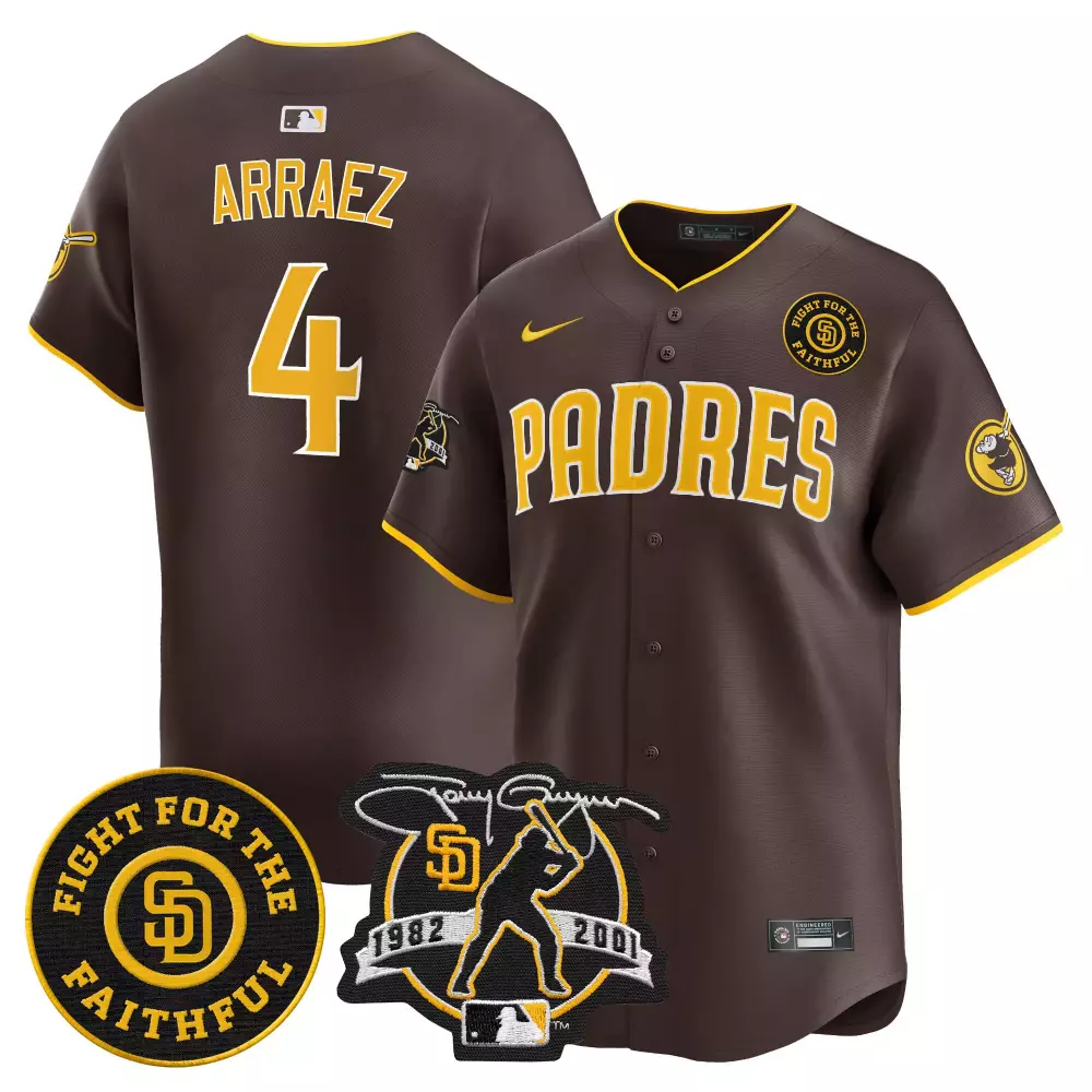 Luis Arraez Brown Men's Padres Tony Gwynn Patch Jersey | Limited Edition Stitched Vapor Fan Gear | For Men, Women & Youth