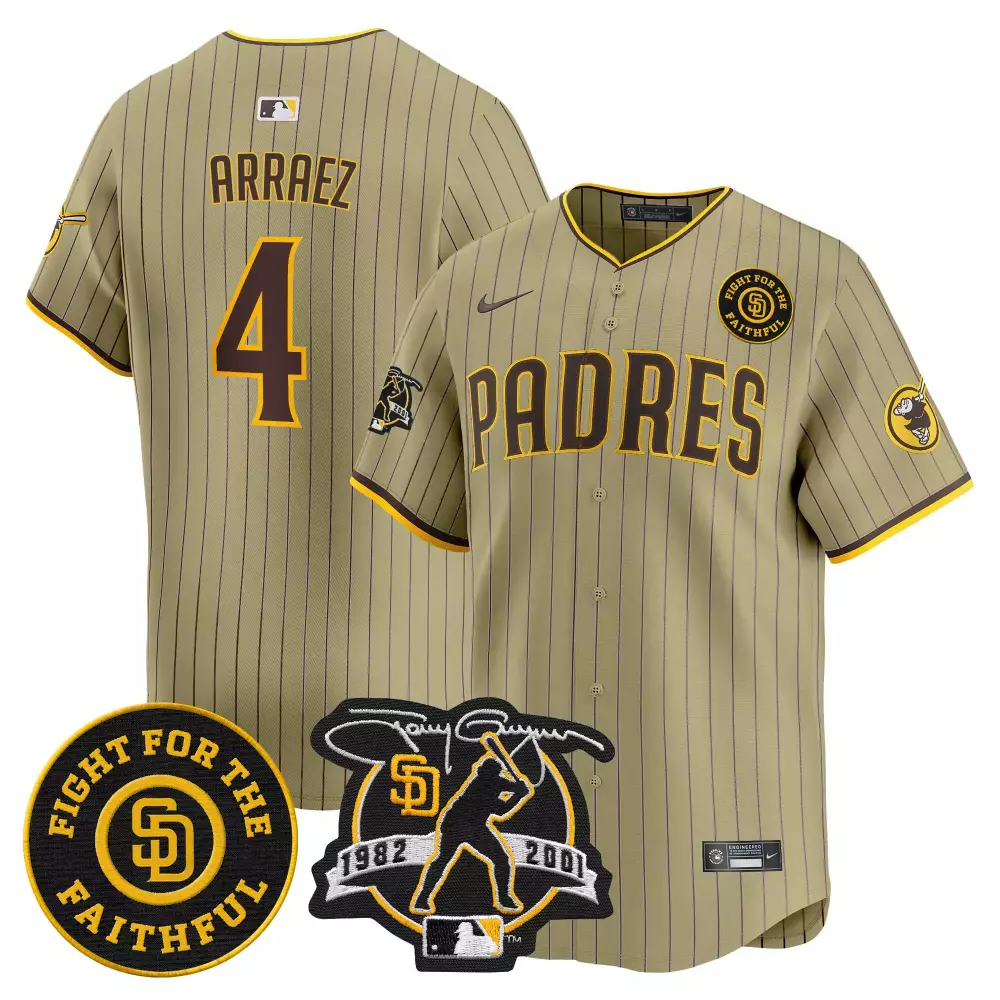 Luis Arraez Tan Women's Padres Tony Gwynn Patch Jersey | Limited Edition Stitched Vapor Fan Gear | For Men, Women & Youth