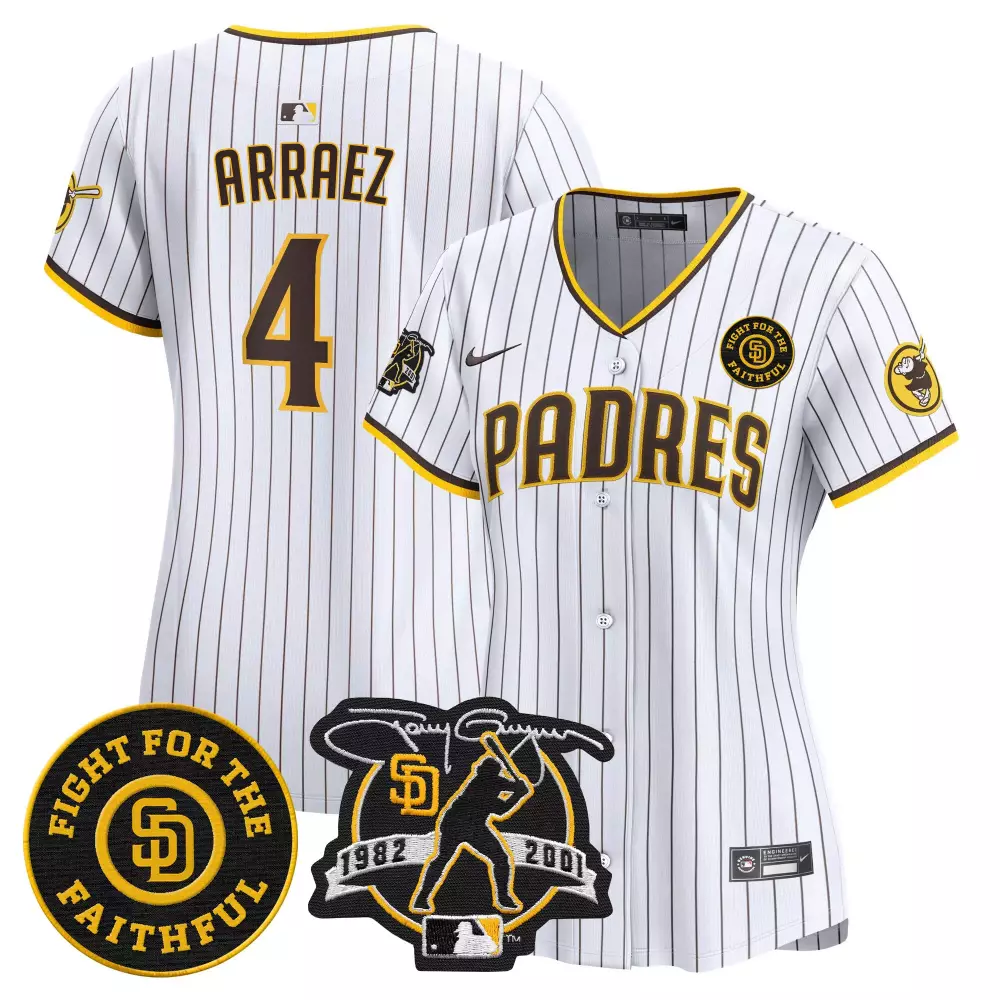 Luis Arraez Tan Women's Padres Tony Gwynn Patch Jersey | Limited Edition Stitched Vapor Fan Gear | For Men, Women & Youth