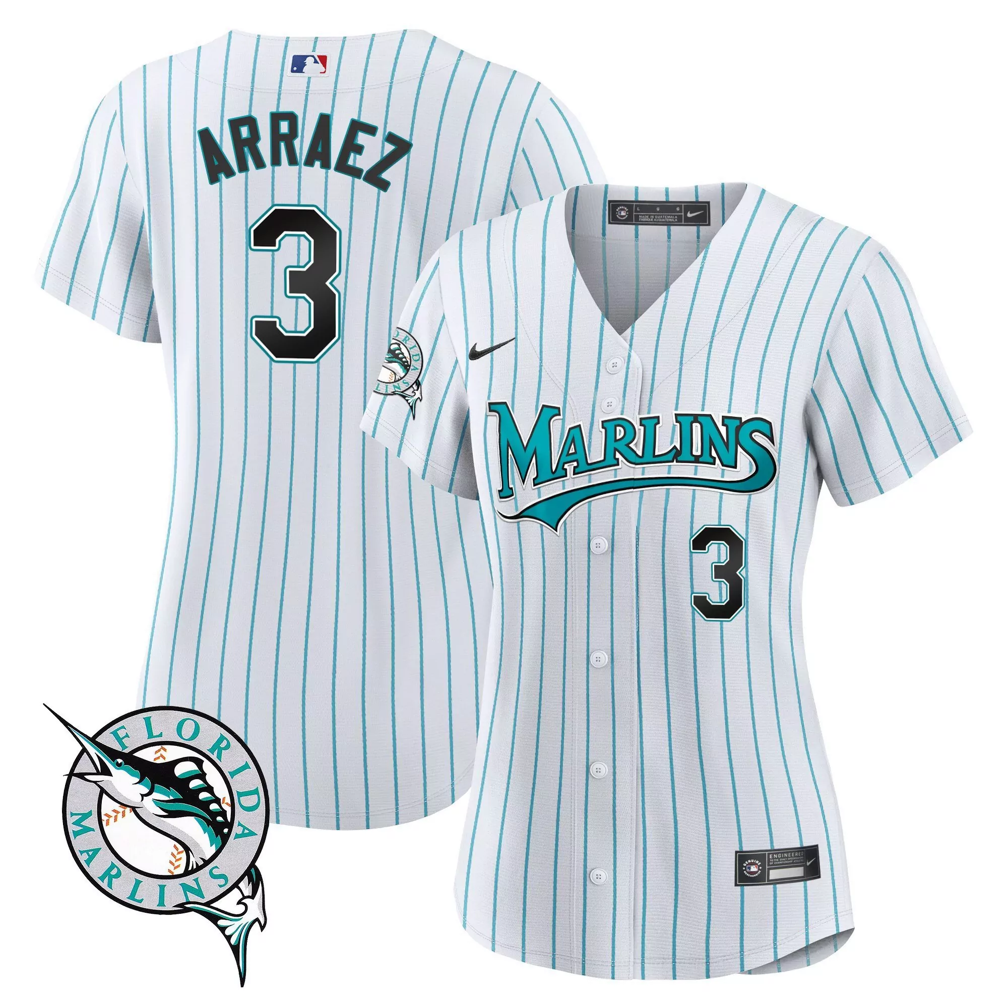 luis arraez women miami marlins throwback flex base jersey all stitched