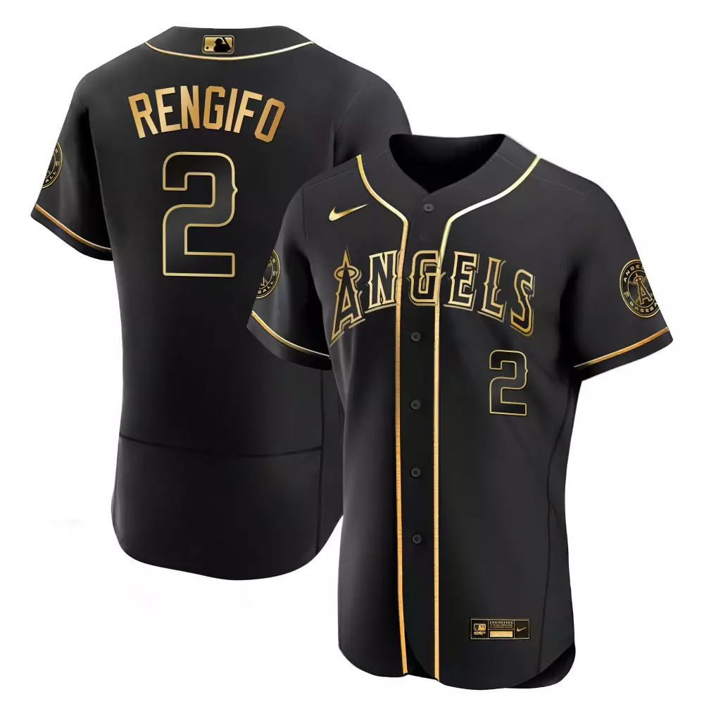 luis rengifo flex black gold mens los angeles angels black limited gold jersey all stitched