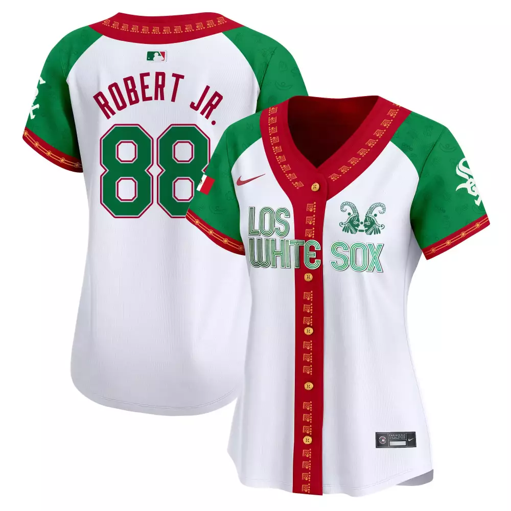 Luis Robert Jr. Women's Jackie Robinson Patch Black Gold Jersey | Chicago White Sox 2024 Limited Edition | All Stitched | For Women